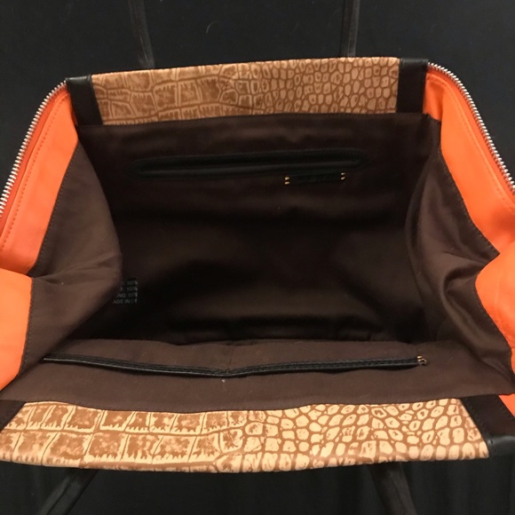 Orange/Crocodile Pour Le Victoire Tote - Picture 4 of 5